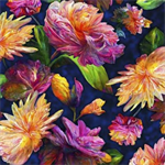 Quilting Treasures - Fleur Etoile - Packed Floral, Midnight