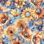 Quilting Treasures - 108^ Midnight Blooms - Packed Floral, Blue