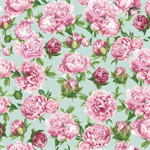 Riley Blake - Monthly Placemats - May Peonies, Mint