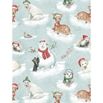 Wilmington Prints - Woodland Friends - Tossed Animals, Multi/Gray