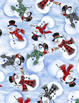 Timeless Treasures - Snowy Day - Tossed Snowmen, Multi