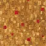 Robert Kaufman - Gustav Klimt - Gold Metallic Squares, Red