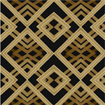 Oasis Fabrics - Romance - Gold Metallic Geo Diamond, Black