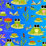 Quilting Treasures - Hip Hop - Frog & Lotus, Blue