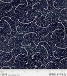 P & B Textiles - Sparkle Suede II - Silver Scribble, Navy