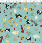 Clothworks - Happy Day Farm - Farm Life, Light Teal