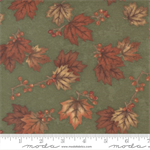 Moda - Fall Melody Flannel - Leaves and Berries, Olive