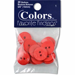 Favorite Findings Buttons - Colors - 5/8^ - 2 Hole Buttons - 20 ct, Red