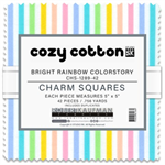 Robert Kaufman - Cozy Cotton Flannel - 5^ Charm Squares - Bright Rainbow