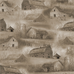 Quilting Treasures - Wild Pheasants - Barns & Houses, Khaki