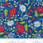 Moda - Red, White & Bloom - Patriotic Floral, Midnight Blue