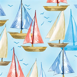 Benartex Kanvas Studio - High Tides - Set Sail, Blue