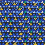 Robert Kaufman - Gustav Klimt - Metallic Gold Triangles, Sapphire