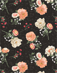 Wilmington Prints - Peach Whispers - Bouquet Toss, Black