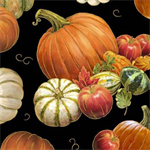 Quilting Treasures - Autumn Forest - Pumpkins & Gourds, Black