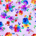 Timeless Treasures - Untamed Beauty - Small Bright Painted Florals, Lavender