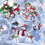 Quilting Treasures - Snowman Holiday - Tossed Snowman, Blue