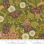 Moda - Bee Garden - Summer Butterfly, Metallic Ivy