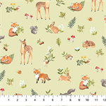 Northcott - Woodland Babes - Small Animals, Green