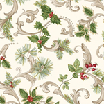 Benartex Traditions - Winter in The Pines - Magic Scroll Pine, Cream