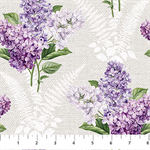 Northcott - Lilac Garden - Lilacs & Ferns, Pale Gray