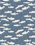 Wilmington Prints - Gone Fishing - Fish Silhouettes, Blue/Cream