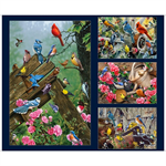 Quilting Treasures - Songbirds - 36^ Large Songbird Patches, Navy