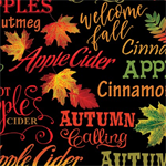 Benartex Kanvas - Cider House - Autumnal Words, Black