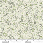 Makower - Foxwood - Wildflowers, Green on Cream