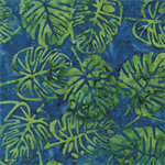 Benartex - Batiks - Bali Lagoon - Monstera, Navy/Emerald