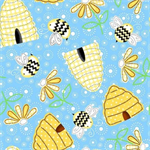 A.E. Nathan - Comfy Flannel Prints - Bee Hives & Bees, Blue