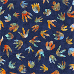 Quilting Treasures - Dinoroars! - Dino Tracks, Navy