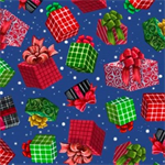 Quilting Treasures - Snowman Holiday - Presents, Midnight