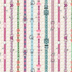 Studio E - Kitty Glitter - Cat Collars Stripe, Cream