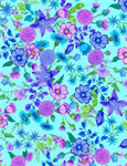 Timeless Treasures - Forest Magic - Multi Florals, Aqua