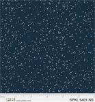 P & B Textiles - Sparkle - Abstract Metallic Dots, Silver/Navy