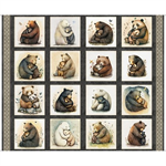 Quilting Treasures - Bear Hugs - 36^ Picture Patches Panel, Charcoal