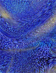 Timeless Treasures - Royal Plume - Abstract Feather Swirl Texture, Blue