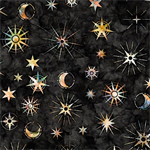 Quilting Treasures - Moonshadow - Star Toss, Black