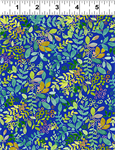 Clothworks - My Happy Place - Leaves & Buds, Navy Blue