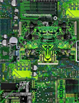 Timeless Treasures - FUN - (Gail) - Circuit Board, Green