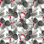 Blank Quilting - Holiday Style - Pinecones, Light Gray