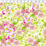 Clothworks - My Happy Place - Daisies, Light Pink