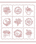 Timeless Treasures - Garden Redwork - 36^ Redwork Floral Panel, White