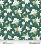 P & B Textiles - Sweet Magnolia - Tossed Floral, Dark Green