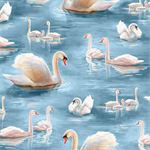 Quilting Treasures - Splendid Swans - Swans, Blue