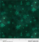 P & B Textiles - Snowfall - Small Snowflakes, Dark Green