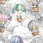 Quilting Treasures - Oh the Places - Tossed Hot Air Balloons, Gray