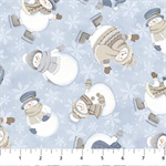 Northcott - Snow Much Fun Flannel - Tossed Snowmen, Light Blue