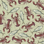 Quilting Treasures - Seaside - Lobsters & Fish, Sage